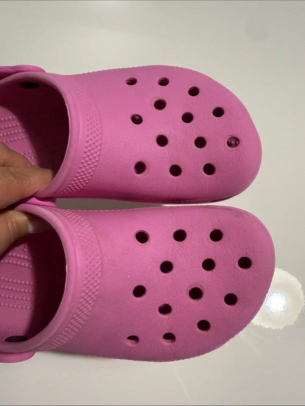 CROCS Kids Bright Pink Classic Clogs with Heel Strap Sz J3